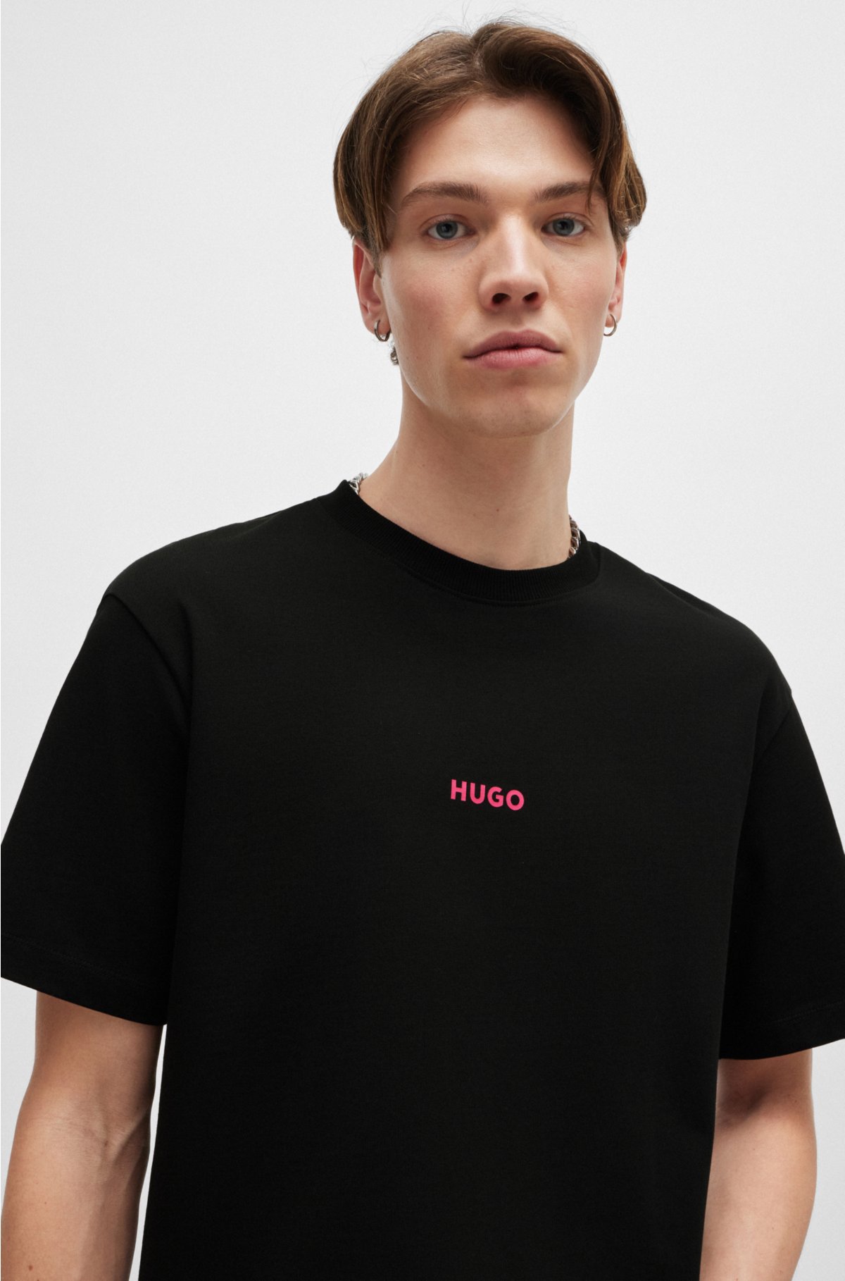 HUGO - Cotton-jersey T-shirt with back artwork print