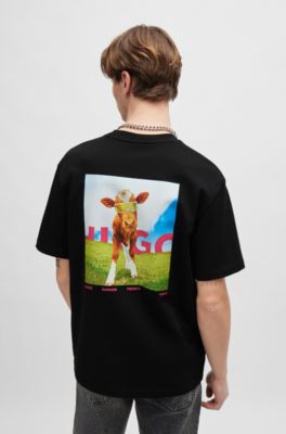 HUGO - Cotton-jersey T-shirt with back artwork print