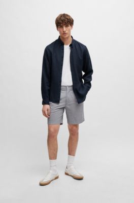 BOSS - Regular-fit linen shirt with button-down collar