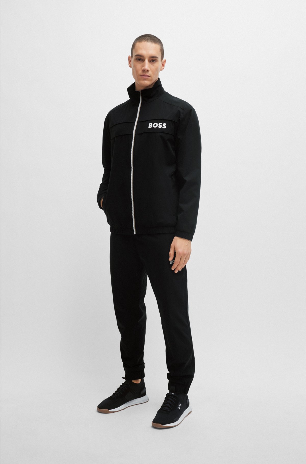 BOSS x MATTEO BERRETTINI water-repellent tracksuit with contrast logos, Black
