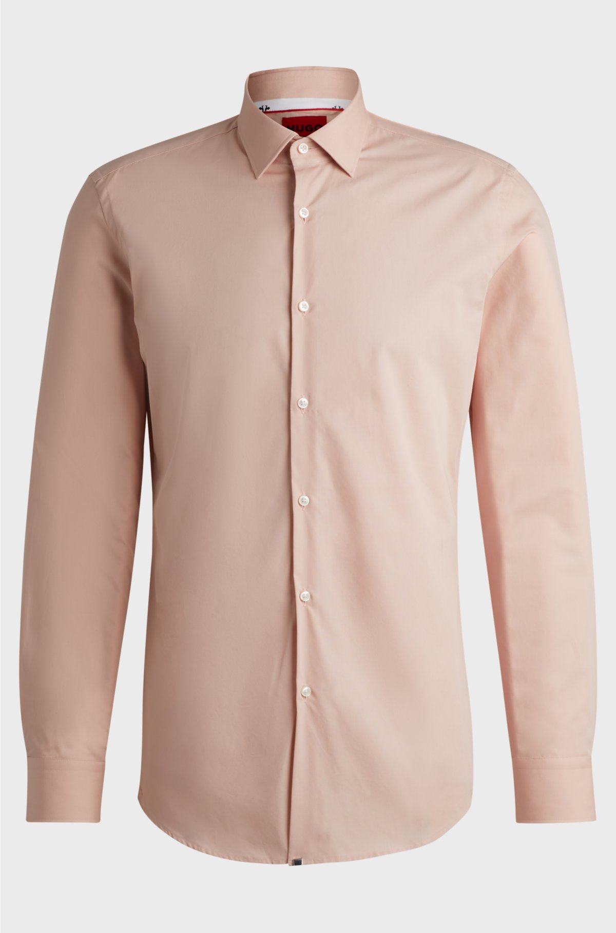 Slim-fit shirt in easy-iron cotton poplin, light pink
