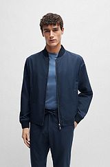 Slim-fit jacket in wrinkle-resistant mesh, Dark Blue