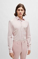Slim-fit shirt in easy-iron Oxford cotton, light pink