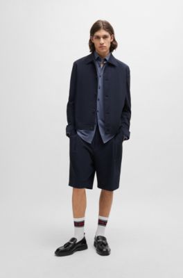 HUGO - Slim-fit shirt in printed performance-stretch fabric 