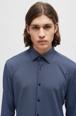 HUGO Slimfit shirt in printed performancestretch fabric
