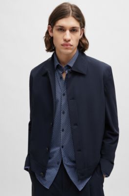 HUGO - Slim-fit shirt in printed performance-stretch fabric 