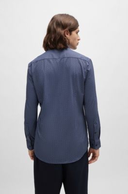 HUGO - Slim-fit shirt in printed performance-stretch fabric 