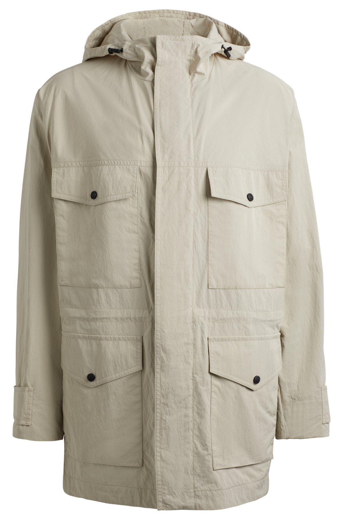 Water-repellent parka jacket with adjustable length, Natural