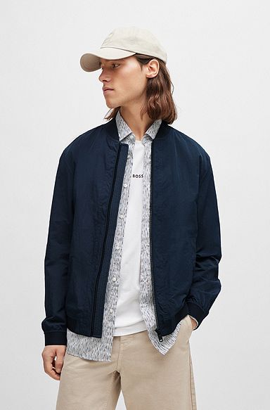 Водоотталкивающая куртка из похожей на хлопок жатой ткани, Темно-синий