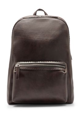 BOSS Leather backpack with embossed logo