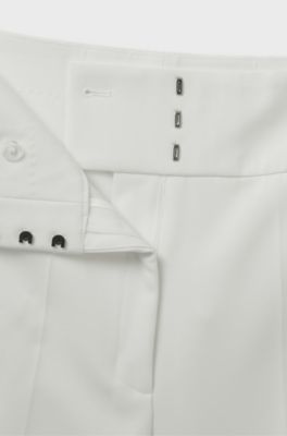 Regular-fit high-waisted trousers with flared leg, White