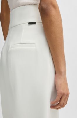 Regular-fit high-waisted trousers with flared leg, White