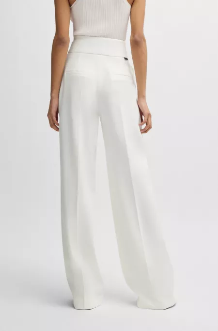 Regular-fit high-waisted trousers with flared leg