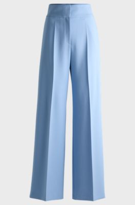 Pantalon Regular Fit &eacute;vas&eacute; &agrave; taille haute, bleu clair