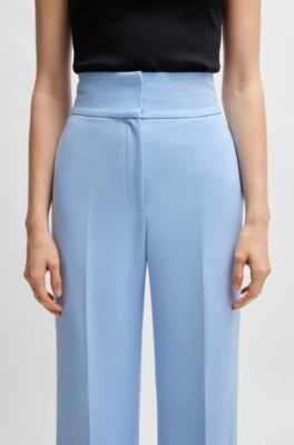 Regular-fit high-waisted trousers with flared leg, Light Blue