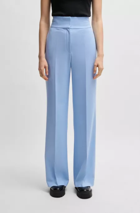 Regular-fit high-waisted trousers with flared leg