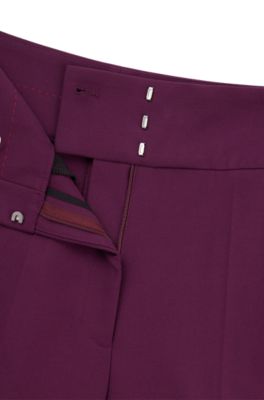 Regular-fit high-waisted trousers with flared leg, Dark Purple