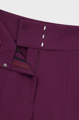 Regular-fit high-waisted trousers with flared leg, Dark Purple