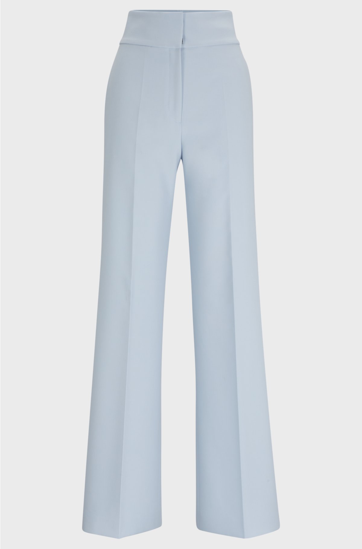 Regular-fit high-waisted trousers with flared leg, Light Blue