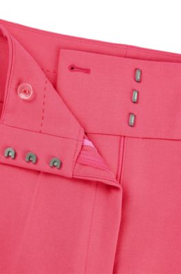 Regular-fit high-waisted trousers with flared leg, Pink