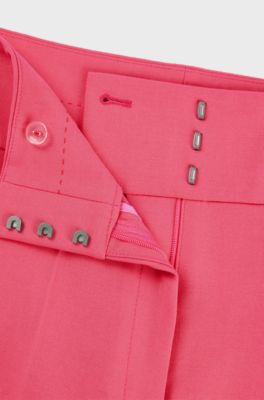 Regular-fit high-waisted trousers with flared leg, Pink