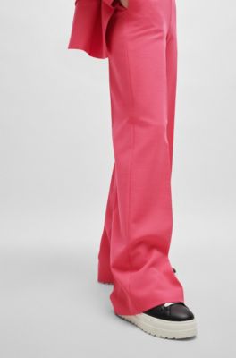 Cal&ccedil;as de cintura alta de ajuste regular com perna boca-de-sino, Pink