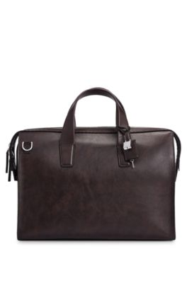 BOSS - Borsa portadocumenti in pelle martellata con pratica fascia