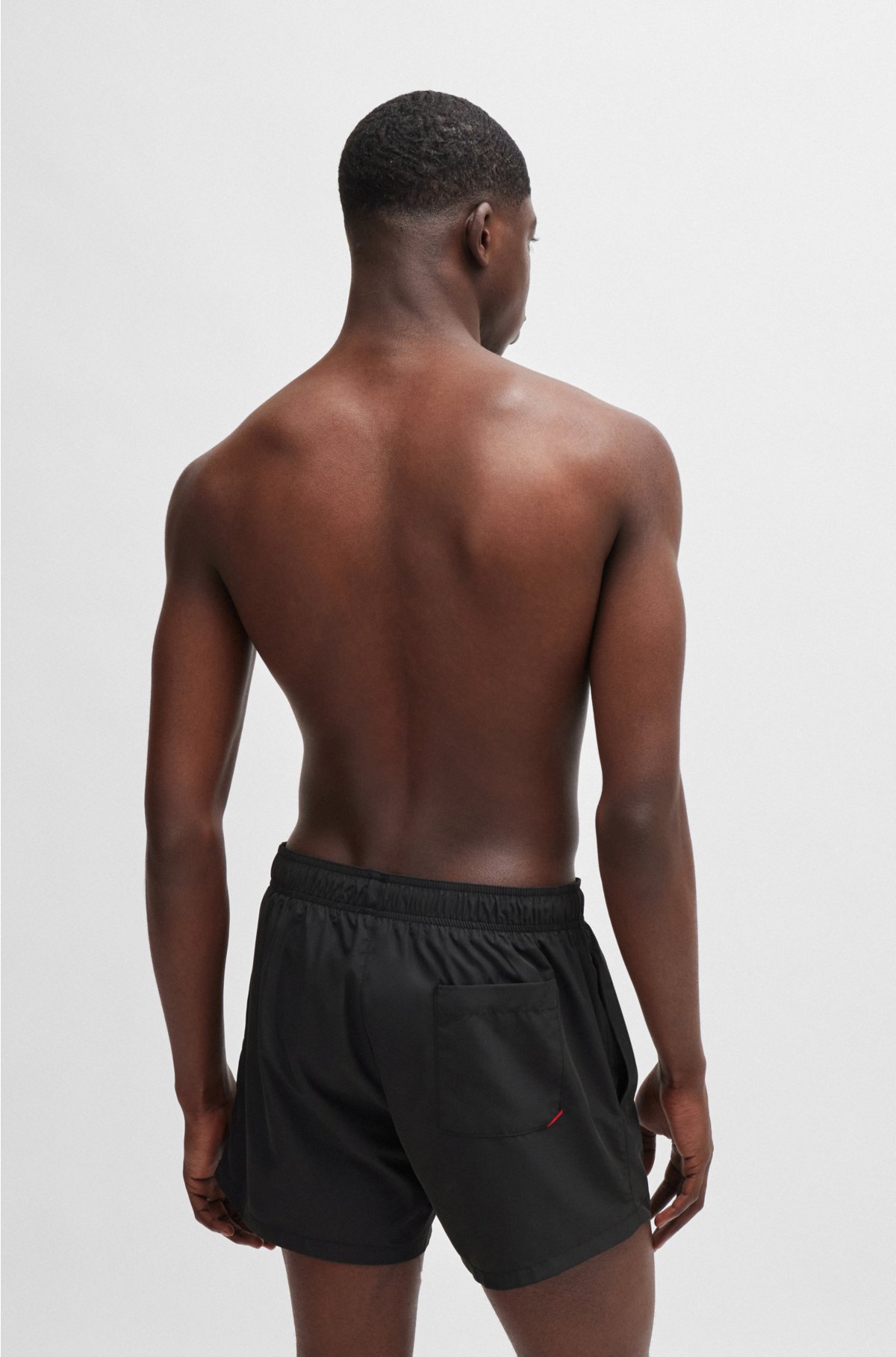 Logo-print swim shorts in quick-dry fabric, Black