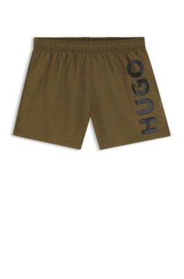 Swim shorts with vertical logo print, Green