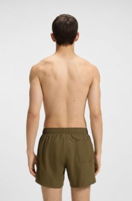 Swim shorts with vertical logo print, Green