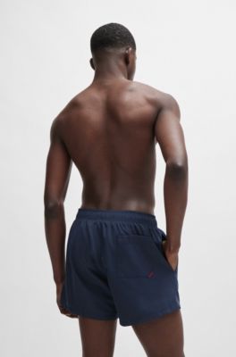Swim shorts with vertical logo print, Dark Blue
