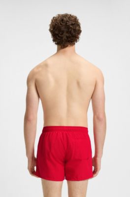 Zwemshort met verticale logoprint, Rood