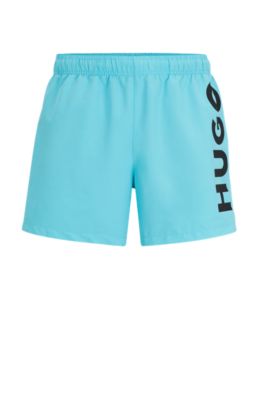 BOSS - Vertical-logo-print Swim Shorts In Quick-dry Poplin - View #10