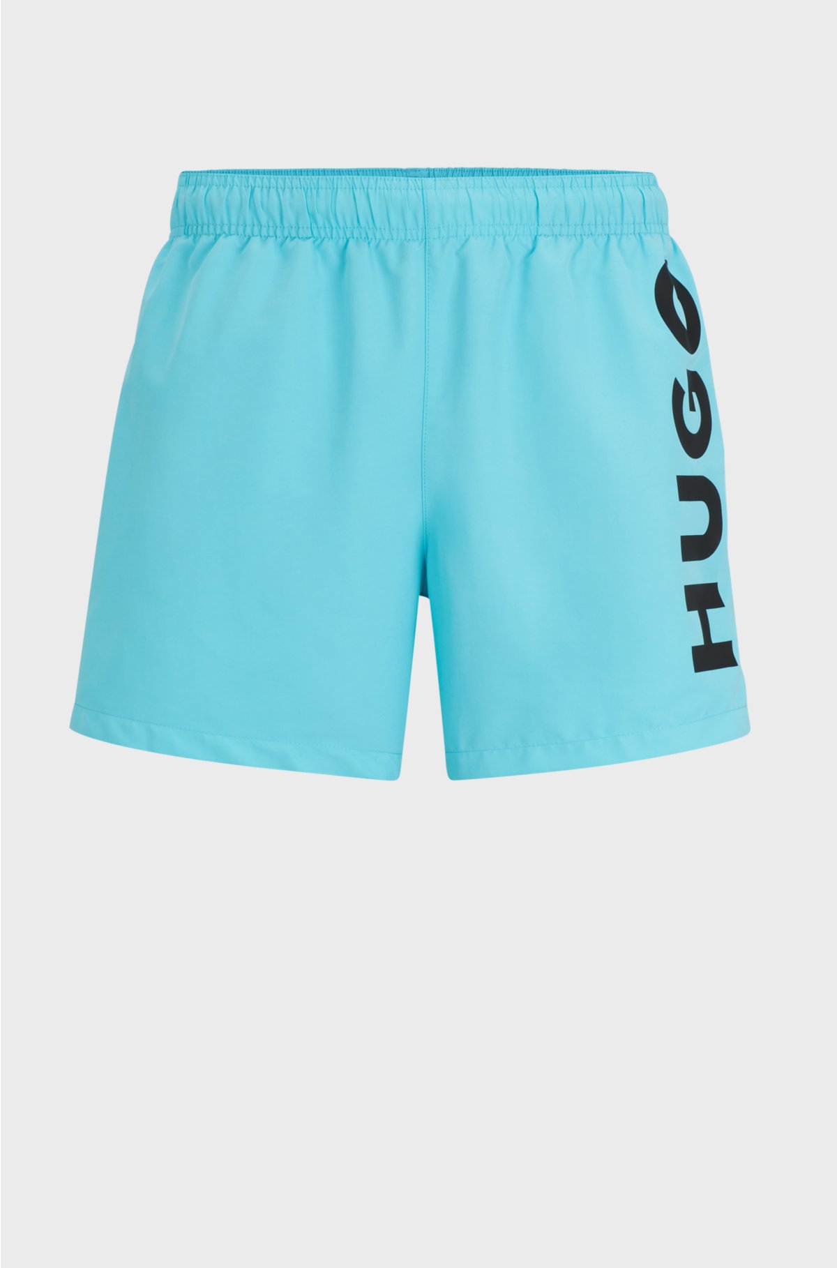 Fully lined swim shorts with vertical logo, Turquoise