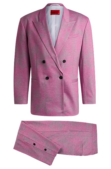 Modern-fit suit in printed performance-stretch fabric, light pink