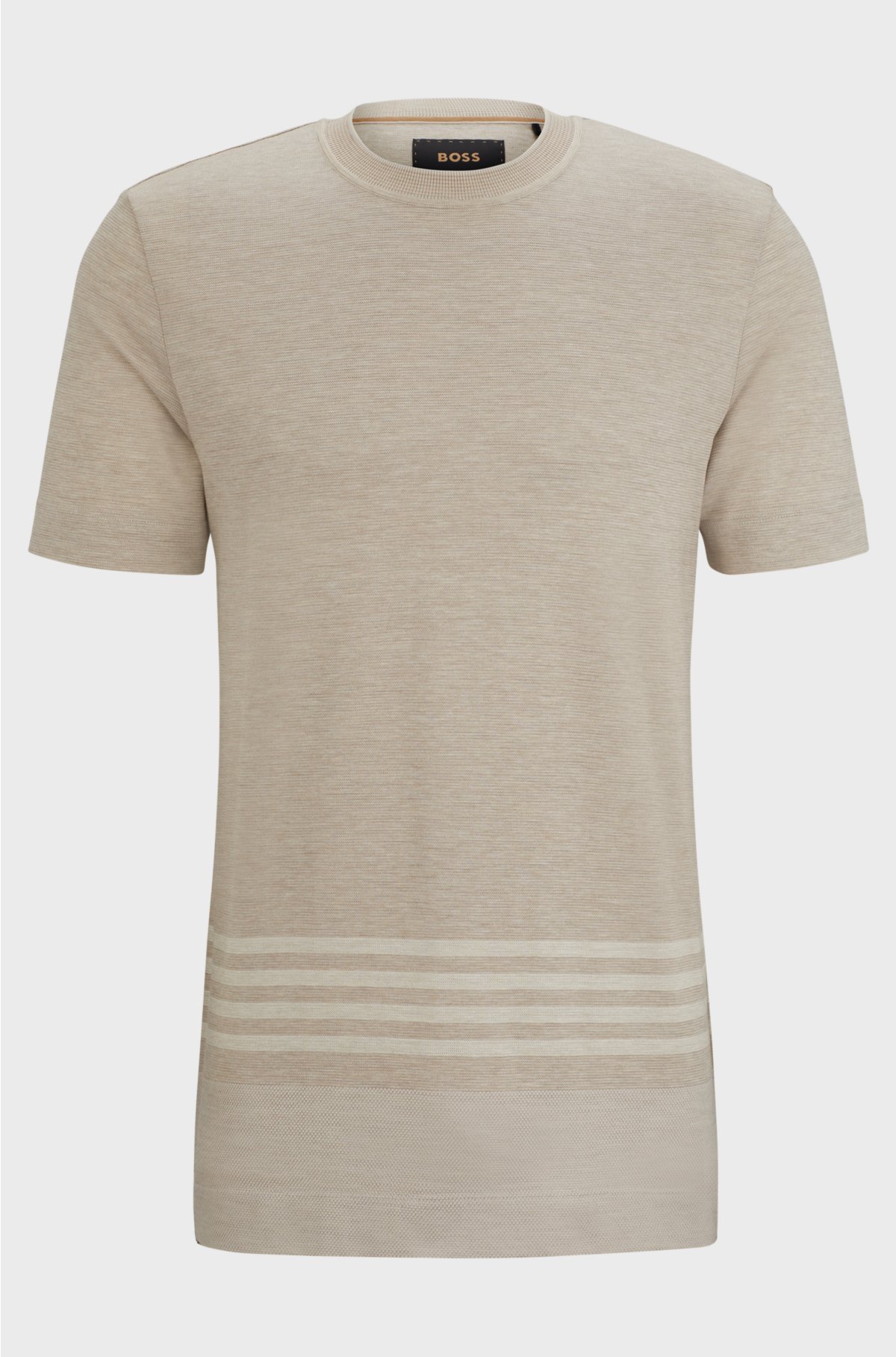Stripe-detail T-shirt in cotton and silk, Natural