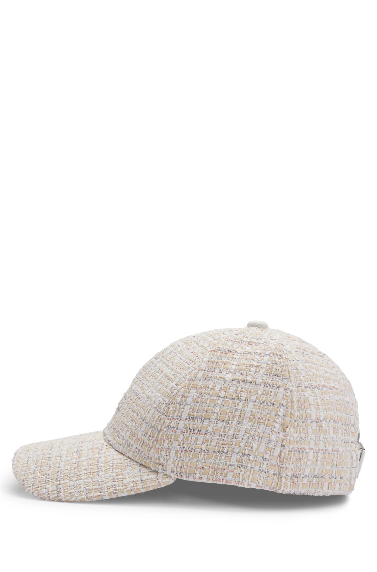 Italian-tweed cap with embroidered logo, Light Beige