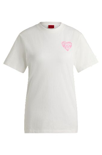 Relaxed fit T-shirt i bomuldsjersey med rhinstensgrafik, Hvid