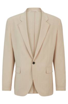 Hugo Modern-fit Jacket In Linen-look Fabric In Neutral