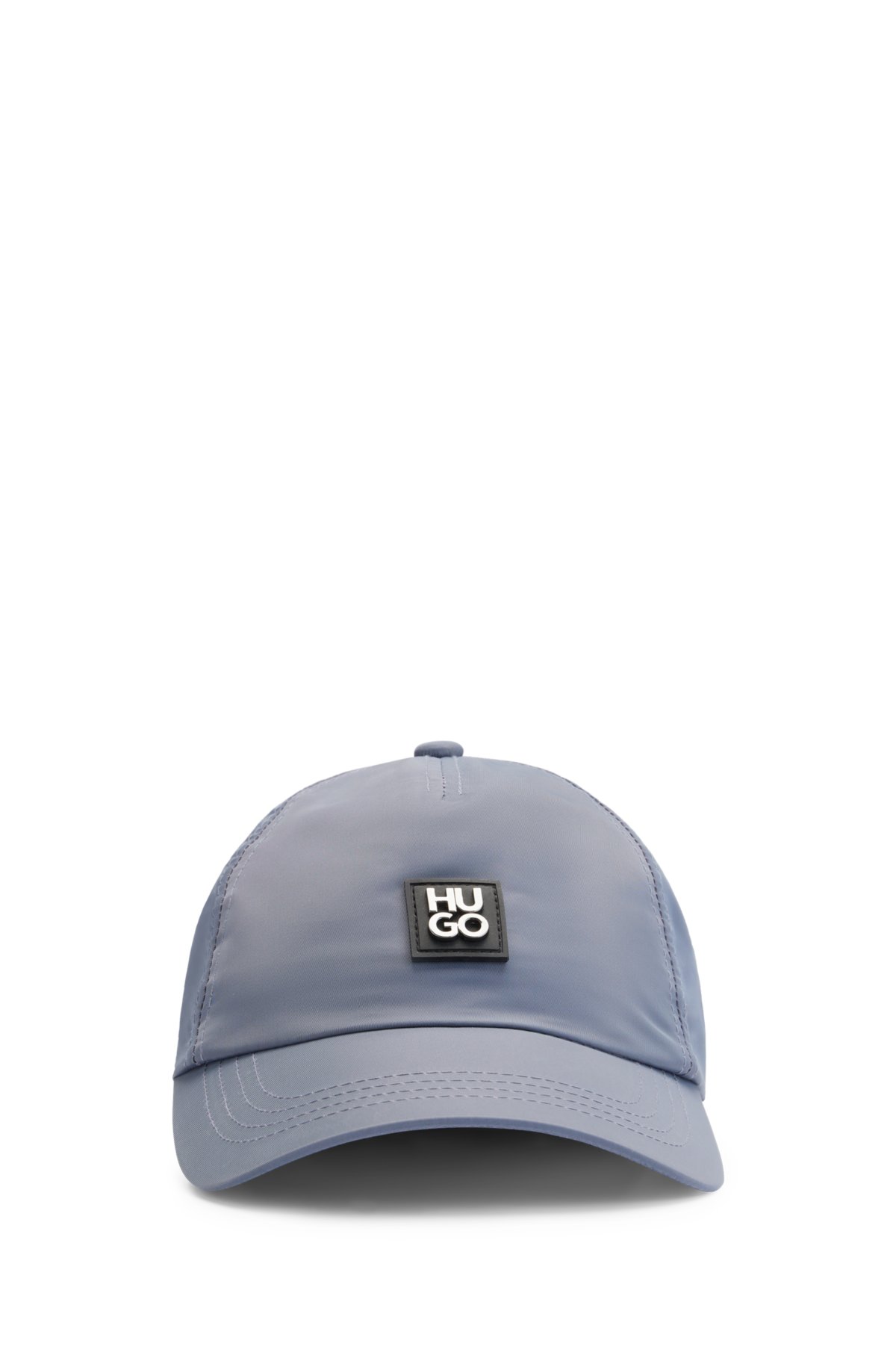 Waterproof-nylon cap with stacked logo badge, Light Blue