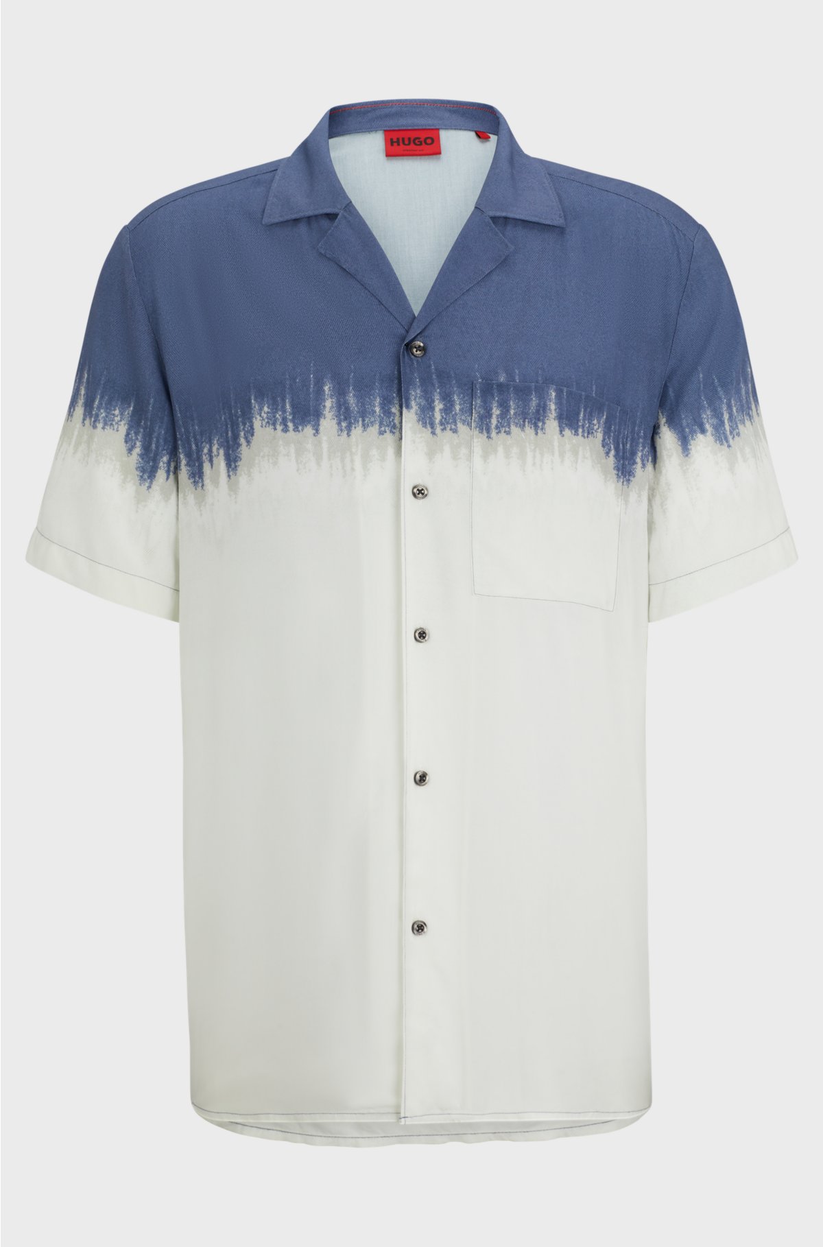 Relaxed-fit shirt with abstract print, White / Blue / Grey