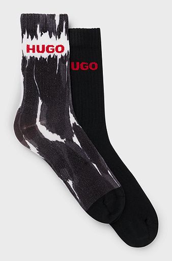 Two-pack of short-length socks with logo details, Black