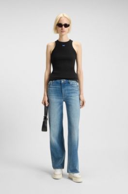 Two-pack of logo tank tops in stretch cotton, White / Black