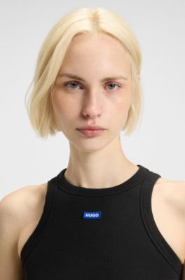 Two-pack of logo tank tops in stretch cotton, White / Black