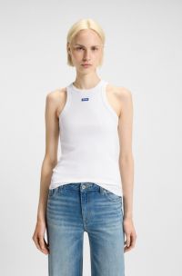 Set van twee tanktops van stretchkatoen met logo, Wit / Zwart