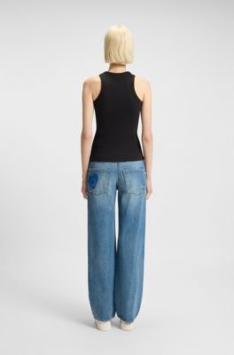 Two-pack of logo tank tops in stretch cotton, White / Black