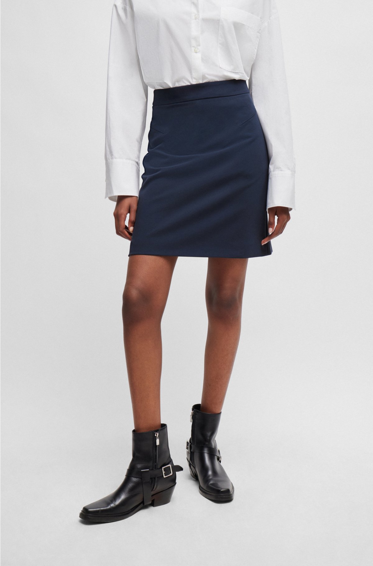 Regular-fit skirt in an A-line shape, Dark Blue