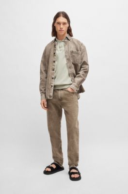 Cotton-blend polo sweater with embroidered logo, Light Beige