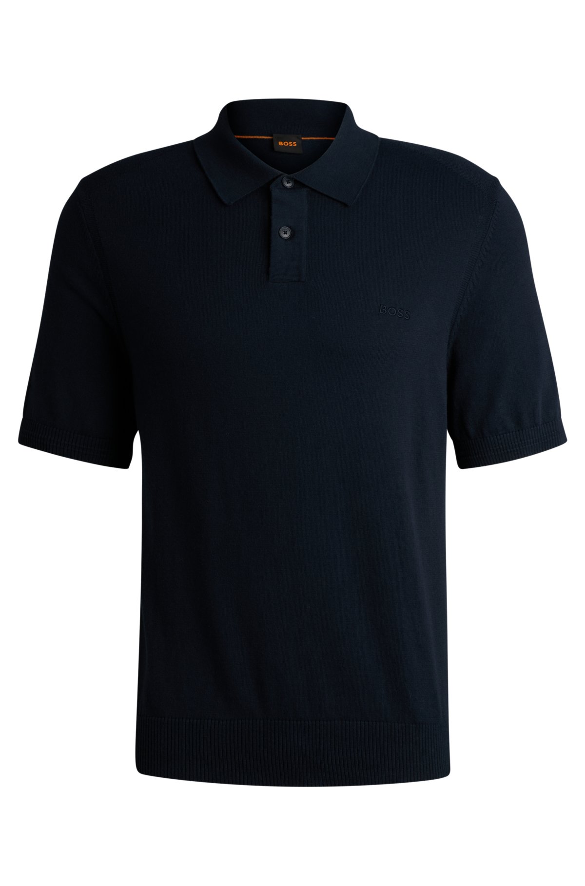 BOSS - Short-sleeved cotton-blend polo sweater with embroidered logo