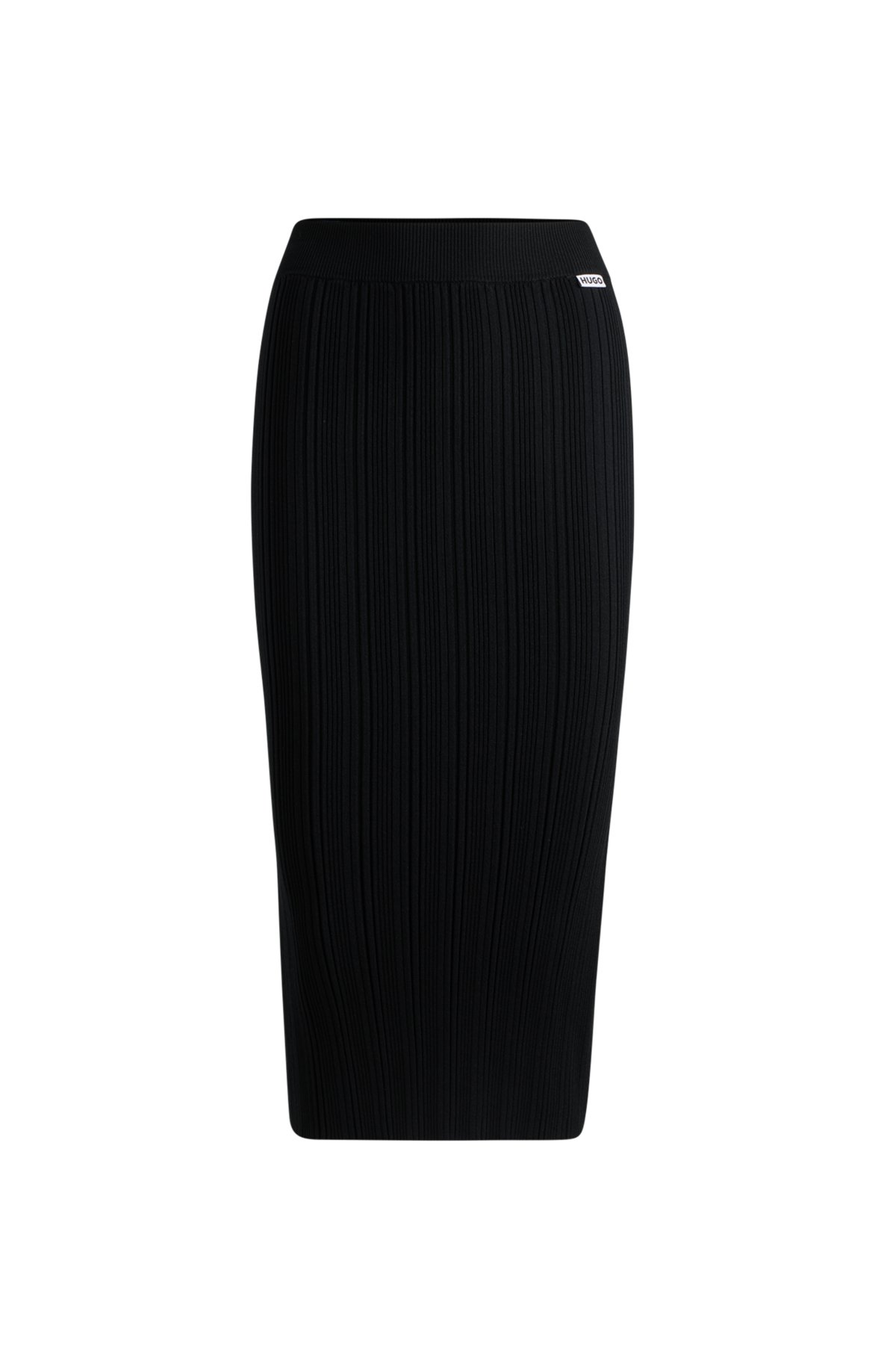 Slim-fit tube skirt with irregular ribbed structure, Black